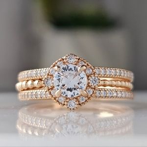 Gold Ring Set, 925 Sterling Silver, 10k Gold Finish Charmed Aroma